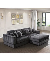 Oversized Cloud Sectional Sofa with Moveable Ottoman (Grey)