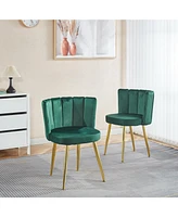 Green Velvet Dining Chair (Set of 2) with Gold Legs