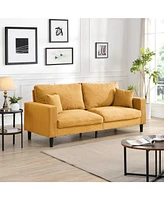 74" Modern Sofa with High Resilience, Wooden Frame - Orange Comfort