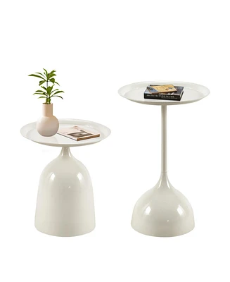 3-Minutes Assembly Premium Metal Side Tables with Raised Edges