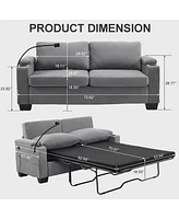 73.6327.95 Pull-Out Sofa Bed, Chenille Material, Pull-Out Queen Sofa Bed With Memory Foam Mattress, For Living Room, Bedroom, Office, Apartment, Dark