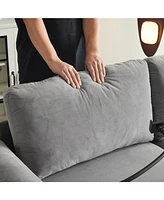 73.6327.95 Pull-Out Sofa Bed, Chenille Material, Pull-Out Queen Sofa Bed With Memory Foam Mattress, For Living Room, Bedroom, Office, Apartment, Dark