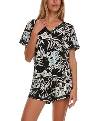 Flora by Nikrooz Women's 2-Pc Elina Printed Knit Pajama Set