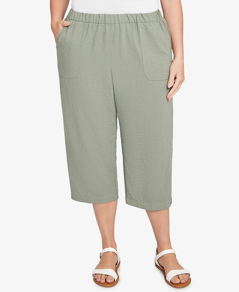 Alfred Dunner Plus Button Tab Patch Pocket Capri Pants
