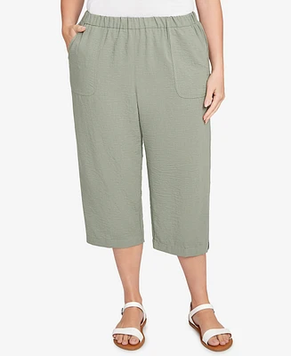 Alfred Dunner Plus Button Tab Patch Pocket Capri Pants