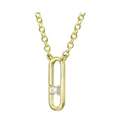 14K Gold Plated Baguette Cubic Zirconia Modern Necklace