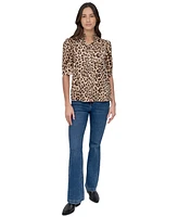 Dkny Jeans Women's Stand-Collar Puff-Sleeve Shirt - L3z