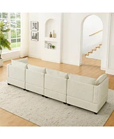 Comfy Cloud Sectional Sofa: 4 Seat Sofa with Ottomans & Pillows