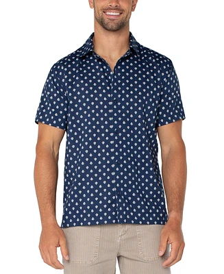 Liverpool Los Angeles Men's Short Sleeve Floral Print Button-Front Shirt