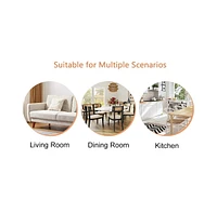 Modern Glass Table and White Pu Dining Chairs