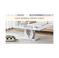 Modern Grey Marble Sticker Coffee Table for a Tranquil Home