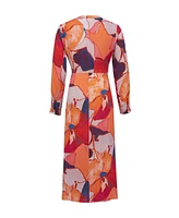 Celtic & Co. Women's Tie Front V-Neck Long Sleeve Midi Dress