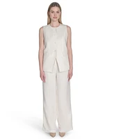 Calvin Klein Women's Linen Blend Wide-Leg Pants