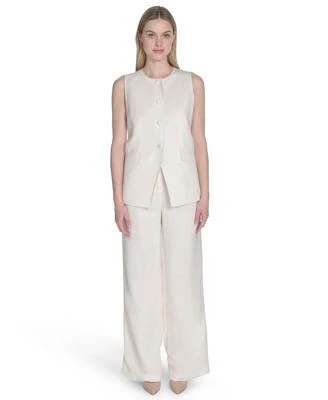 Calvin Klein Womens Button Front Vest Wide Leg Pants