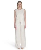 Calvin Klein Womens Button Front Vest Wide Leg Pants