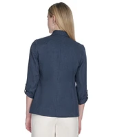 Calvin Klein Women's Faux Denim 3/4 Sleeve Jacket