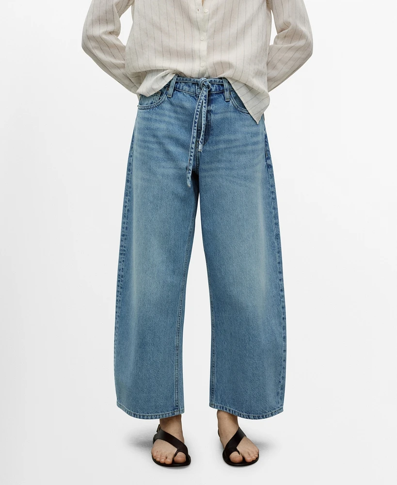 Mango Women's Belted Balloon Jeans