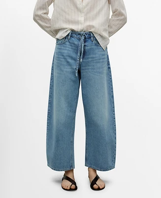 Mango Women's Belted Balloon Jeans