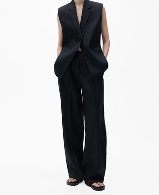 Mango Women's Straight-Fit Linen Suit Pants