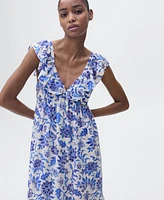 Mango Women's Long Flared Floral Dress
