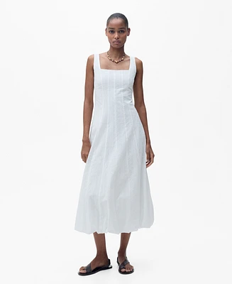 Mango Women's Puffed Hem Embroidered Dress