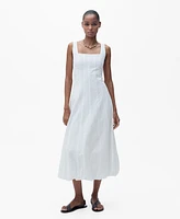 Mango Women's Puffed Hem Embroidered Dress