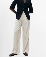 Mango Women's Tortoiseshell Button Linen Pants