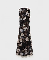 Mango Women's Floral-Print Draped Dress