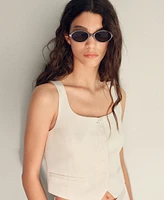 Mango Women's Linen Blend Suit Vest