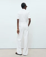 Mango Women's Belted Denim Jumpsuit