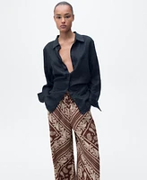 Mango Women's Wide Leg Paisley Pants