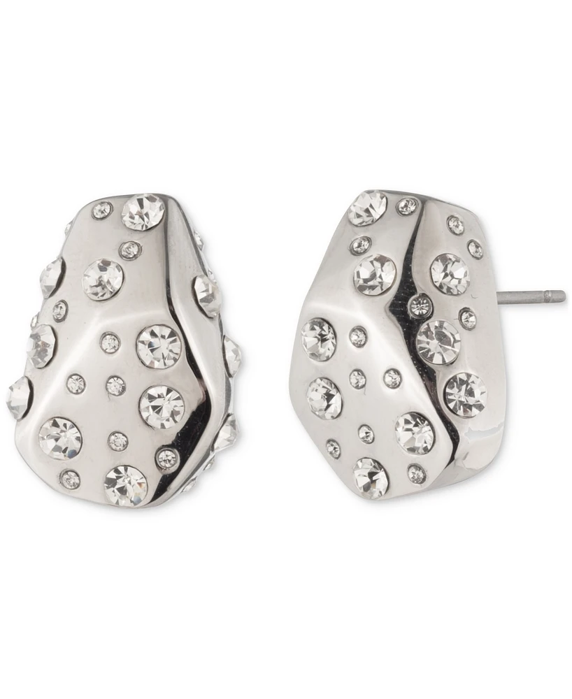 Givenchy Silver-Tone Pave Nugget Stud Earrings
