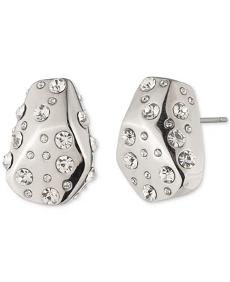 Givenchy Silver-Tone Pave Nugget Stud Earrings