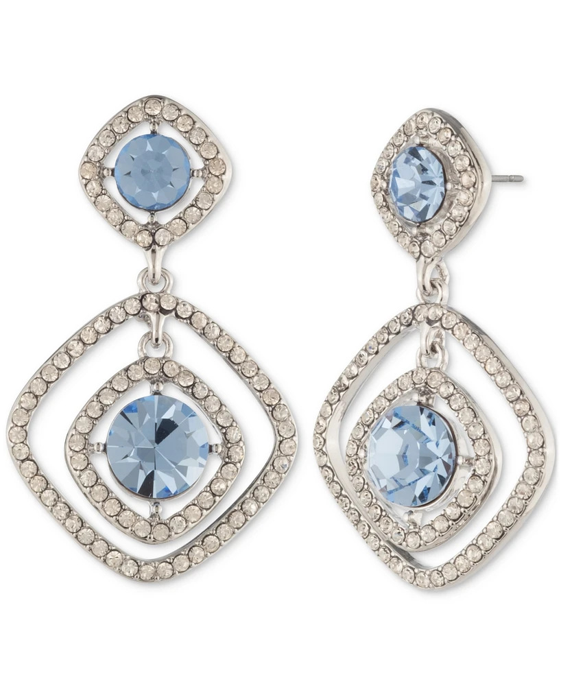 Givenchy Silver-Tone Pave & Round Crystal Halo Orbital Drop Earrings