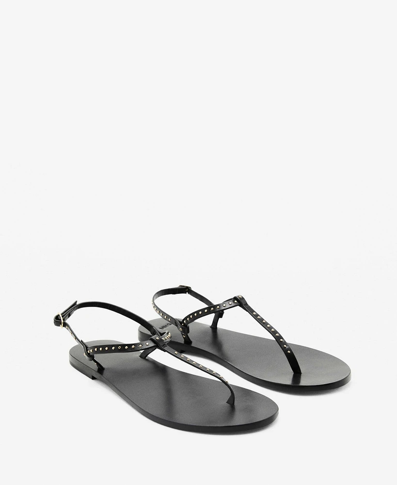 Mango Women's Mini Studs Leather Sandals