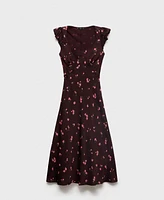 Mango Women's Short-Sleeved Floral Midi Dress