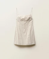 Mango Women's Frayed Neckline Cotton Dress