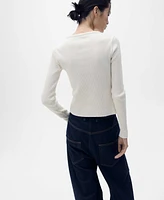 Mango Women's Contrasting Closure Cotton Cardigan