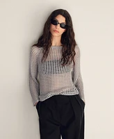 Mango Women's Long Sleeve Crochet Sweater