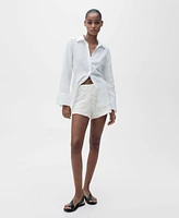 Mango Women's Crochet Straight-Fit Shorts