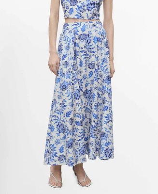 Mango Women's Long Floral Flared Skirts