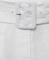 Mango Women's Belt Linen-Blend Bermuda Shorts