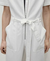 Mango Women's Belted Denim Jumpsuit