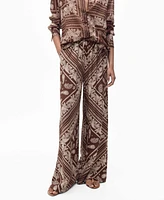 Mango Women's Wide Leg Paisley Pants