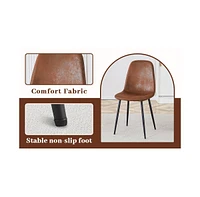 Modern Marble-Pattern Dining Set with Brown Chairs