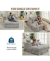 47.7'' Oversized Corduroy Chaise Longue with Ottoman, Deep Seat Reclining Chair Sofa, Comfy Thicked Upholstered Pad Chair, with Foot Stool, Oversize,