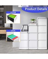 5 Drawer Metal Vertical File Cabinet with Lock Office Home Steel Vertical File Cabinet for A4 Legal/Letter Size