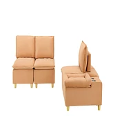 88" Modern Pumpkin-Colored Flannel Sofa