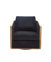 Corduroy Swivel Barrel Chair for Home & Office (Black)