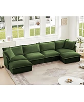 Slipcovered U-Shape Sectional Sofa with Cloud-Like Comfort